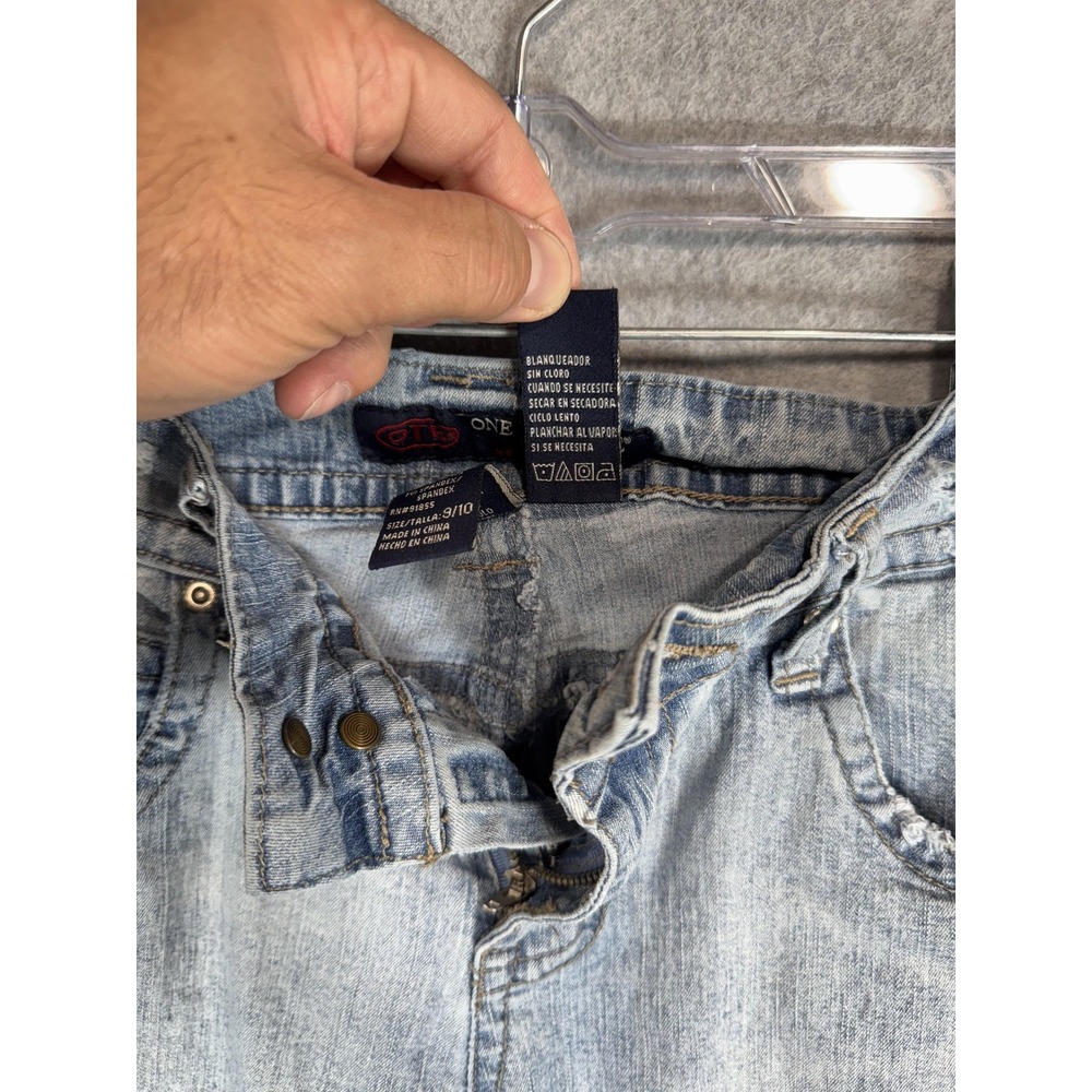 One Tuff Babe Jeans Womens 9/10 Blue Stretch Flare Denim Light Wash Distressed - Picture 13 of 15